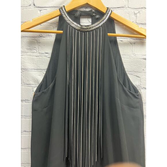 GUESS Women Halter Sleeveless fringe chain in black, Silver Size M - Picture 4 of 7